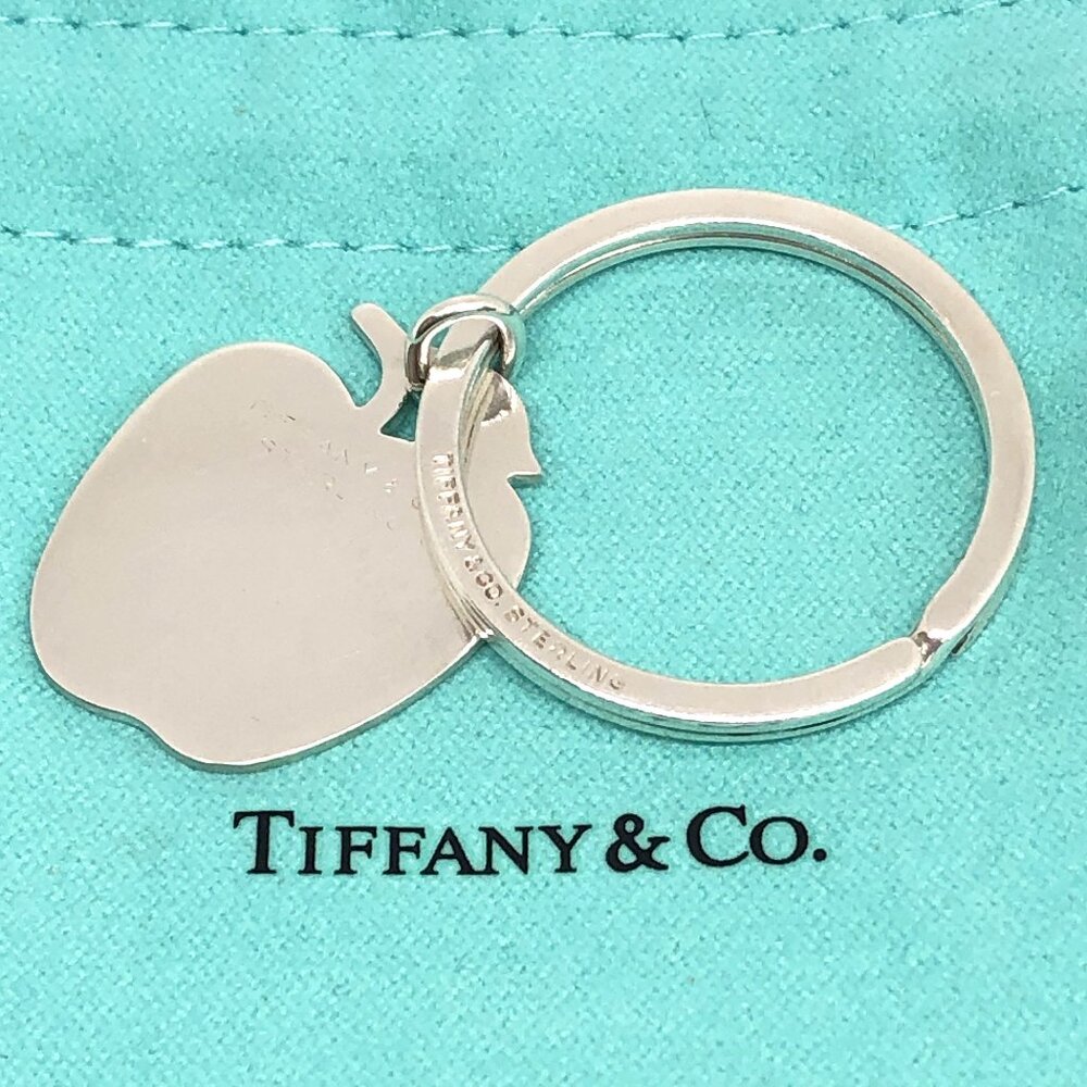 Tiffany & Co. Sterling Silver 925 Apple Key Chain Tag With Pouch